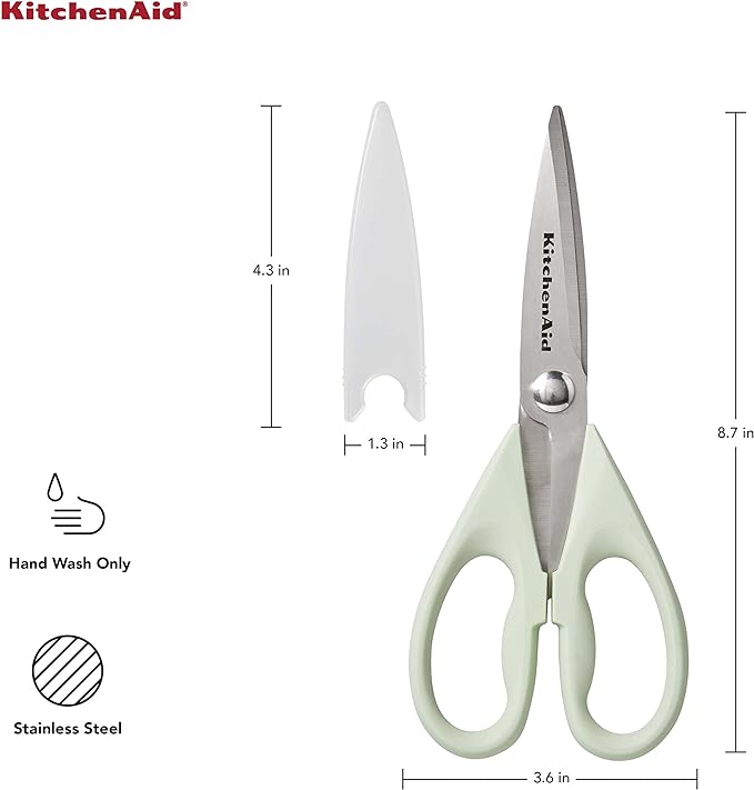 KitchenAid All Purpose Kitchen Shears with Protective Sheath Durable Stainless Steel Scissors,Dishwasher Safe,Soft Grip Comfort Handle,8.72 Inch,Pistachio,(Pack of 2) - Image 2