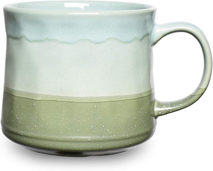 Bosmarlin Large Ceramic Coffee Mug, Big Tea Cup, 7 Colors to Choose, 21 Oz, Dishwasher and Microwave Safe, 1 PCS (Green) by Bosmarlin