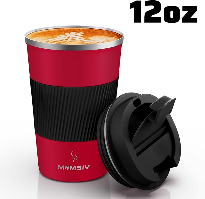 MOMSIV 12oz Travel Coffee Mug, Insulated Coffee Cup with Leakproof Lid | 6-Hour Heat Retention, 360°Leak proof, Vacuum Stainless Steel Double Walled, BPA-free, Reusable And To Go Coffee Mug - Image 8