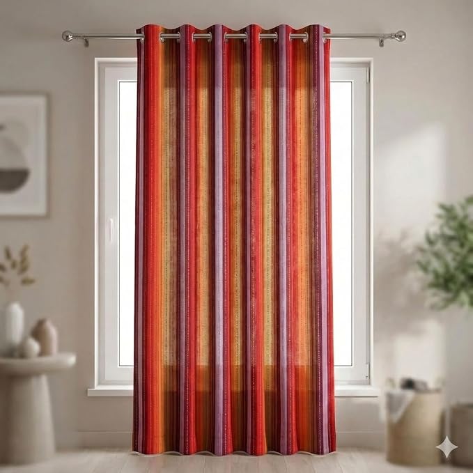 Urban Villa Cotton Grommet Curtains 52x84 (2 Panels) Red Stripes - Image 8