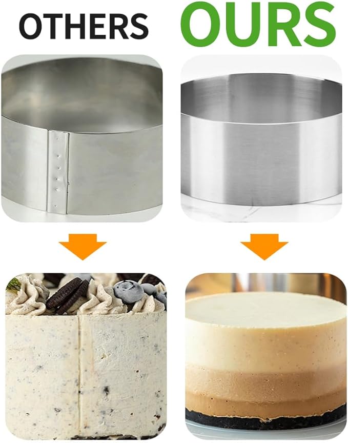 Guowall Seamless Cake Ring Mold 4 Pack Stainless Steel Mousse Mould Round Food Mold Pastry Cookie Cutter for Baking - 3.15 x 2 inch
