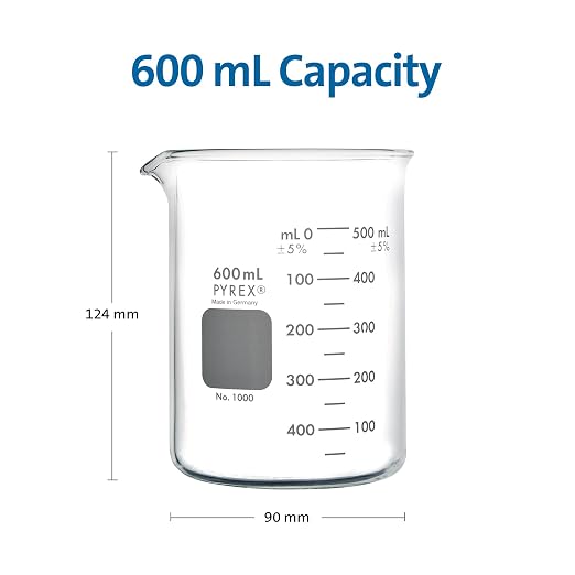 PYREX Griffin Borosilicate Glass Beaker- Low Form Graduated Measuring Beaker with Spout– Premium Scientific Glassware for Laboratories, Classrooms or Home Use - PYREX Chemistry Glassware, 600mL, 2/Pk - Image 3