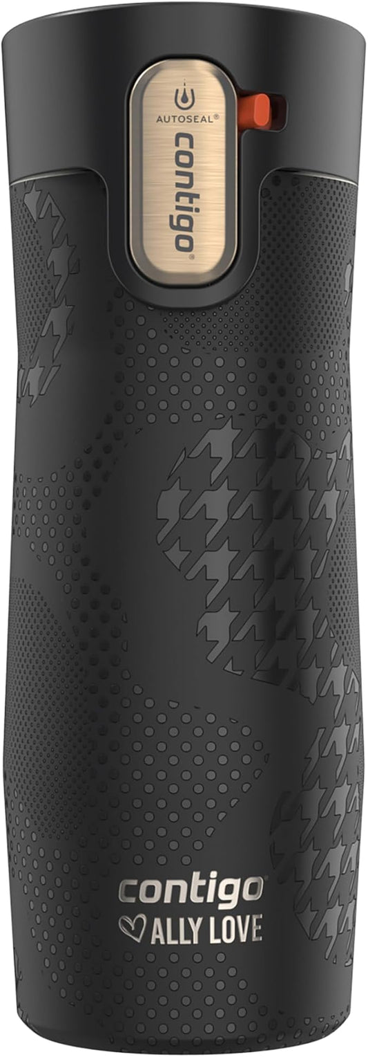 Contigo x Ally Love Stainless Steel Vacuum-Insulated Travel Mug with Autoseal and Easy Clean Lid, Spill-proof, Keeps Drinks cold 24 hrs & hot for 11 hrs, BPA Free, 16oz., West Loop 3.0, Licorice by Unknown