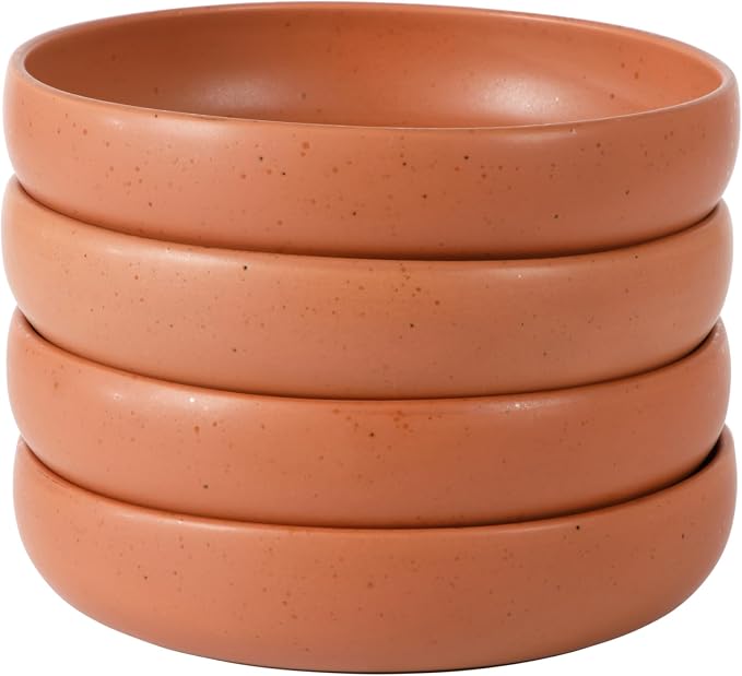 Bloomhouse - Two Time Oprah's Favorite Things Winner - Corsica Clay 4-Piece Dinner and Pasta Bowl Set – Burnt Apricot Terracotta Stoneware for Meals, Serving & Everyday Use - Image 6