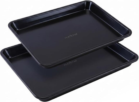NutriChef Non-Stick Cookie Sheet Baking Pans, 2-Piece Oven Baking Trays w/ Superior Nonstick Coating - 15" x 11" & 13" x 9" Sizes for Convenient Roasting & Baking - Dishwasher Safe by NutriChef%E2%84%A2Kitchen