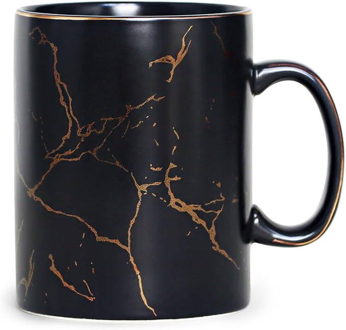 harebe 24 OZ Ceramic Extra Large Black Coffee Mug with Handle,Oversized Hot Tall Latte Mugs,Dishwasher Safe Big Capacity Giant Mug for Men Women by harebe