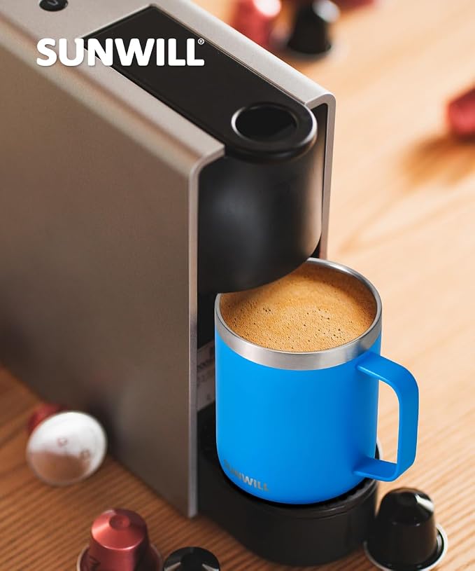SUNWILL Insulated Coffee Mug with Lid, Travel Tumbler with Handle, 14 oz Stainless Steel Cup for Camping, Office, Home, Powder Coated Royal Blue - Image 6