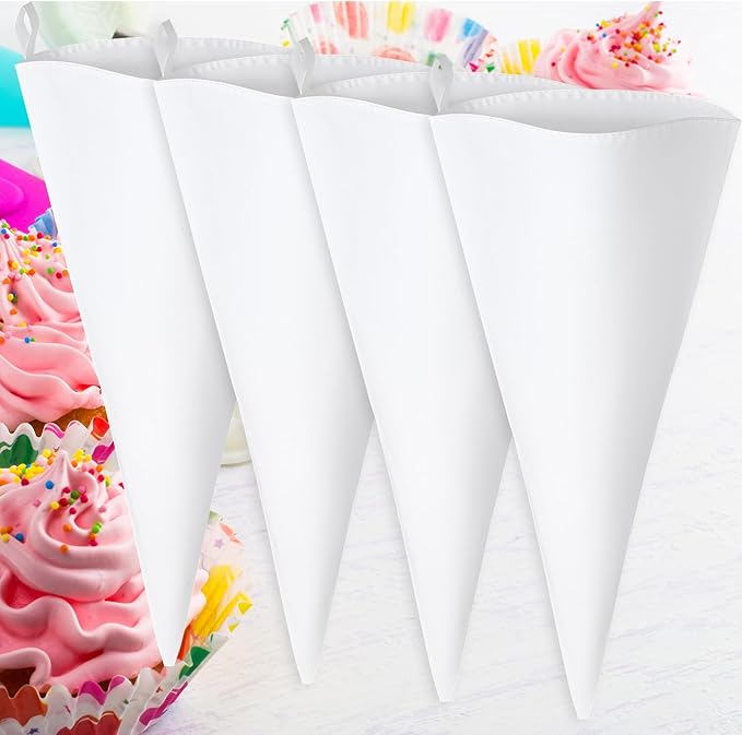 4PCS Reusable Piping Bag,Cotton18 Inch Piping Bags, Hanging Cake Pipings Bags, Used to Decorate Various Cake Cookies, Cream Puff, Ice Cream, Donut Filling, White