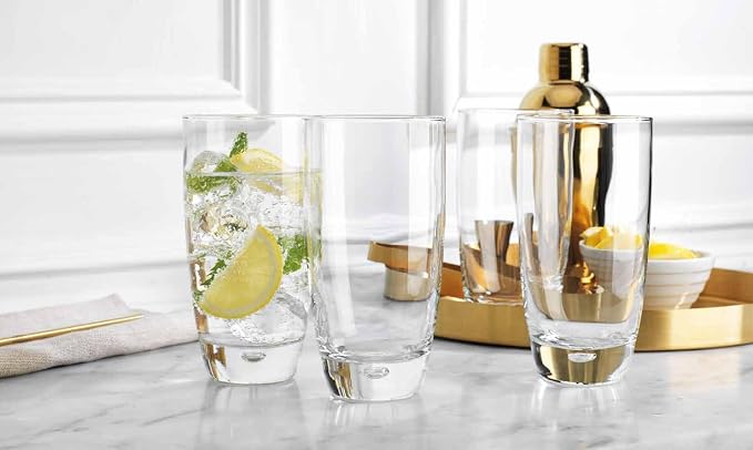 Glaver's Highball Glasses Set Of 4, 16 Oz. Drinking Glasses, Unique Water Glass Cups For Juice, Cocktails, Soda, Heavy Bottom Tumbler Glass - Image 5