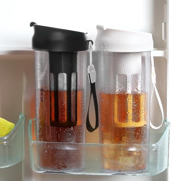 watchget Cold Brew Coffee Maker Travel Tumbler with Soft Silicone Handle Portable Iced Coffee & Tea Infuser with Airtight Lid Cold Brew Travel Cup 12oz/360ml black