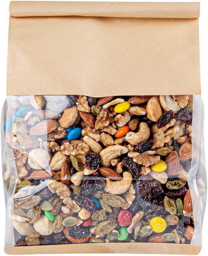 Restaurantware-Bag Tek 6.3 x 5.1 x 10.2 Inch Tin Tie Bags With Windows, 100 Resealable Bakery Bags With Windows - Flat Bottom, For Cookies or Coffee Beans, Kraft Cotton Paper Tin Tie Bags - Image 6