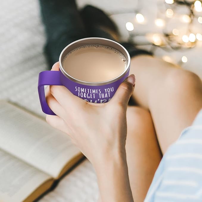 NOWWISH Inspirational 14oz Purple Mug with Handle, Sometimes You Forget You're Awesome Stocking Stuffer for Women, Unique Christmas Birthday Gifts for Her, Mom, Daughter, Wife​ - Image 8