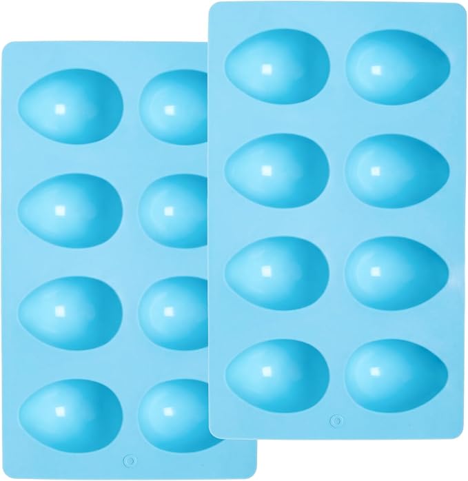 2 Pack Silicone Egg Molds 8 Cavity Easter Silicone Candy Mold 3D Egg-Shaped Silicone Baking Mold for Chocolate, Jello, Mini Cakes, DIY Desserts, Candy, Ice, Pudding, Baking (2, Blue) by Unknown