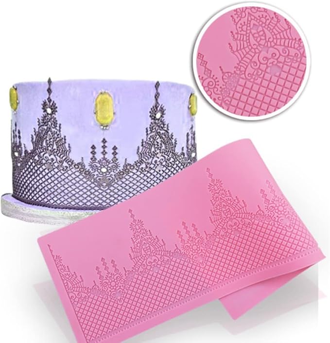 Embossing Lace Fondant Moulds, Crown Castle Border Lace Mat Wedding Cake Decoration Tool, Cupcake Mat Silicone Molds…