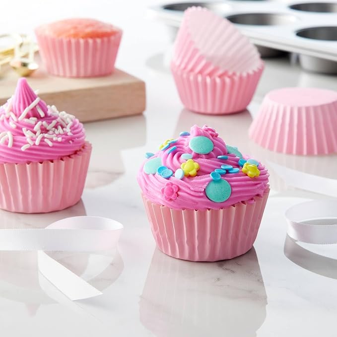Caperci Grease-Resistant Standard Pink Cupcake Liners 150 Counts - Heavy Duty Paper Muffin Baking Cups, Odorless, No Muffin Pan Needed, Easily Peels (Pink) - Image 2