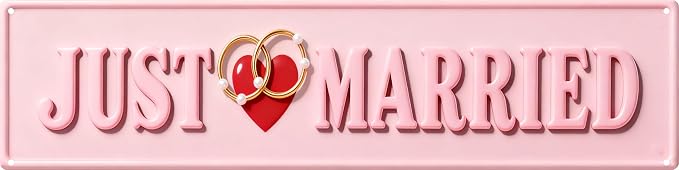 Just Married Metal Sign 4x16in Vintage Wedding Plaque for Reception Wall Decor newlywed Gift by LMDDFZS