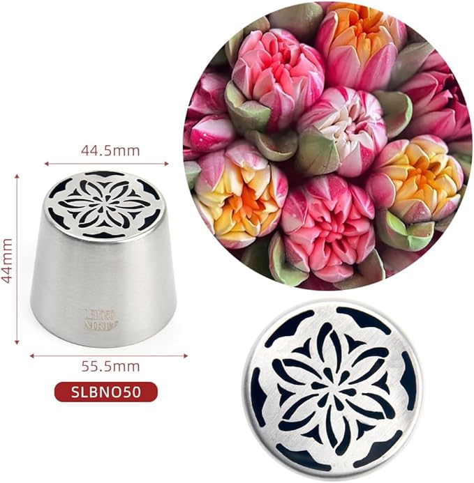 5 Pieces Stainless Steel Extra Large Russian Piping Tips Set,Flower Icing Nozzles with 1 Cleaning Brush for Making Marshmallows,Cupcakes Bouquet,Cream Baking Tools