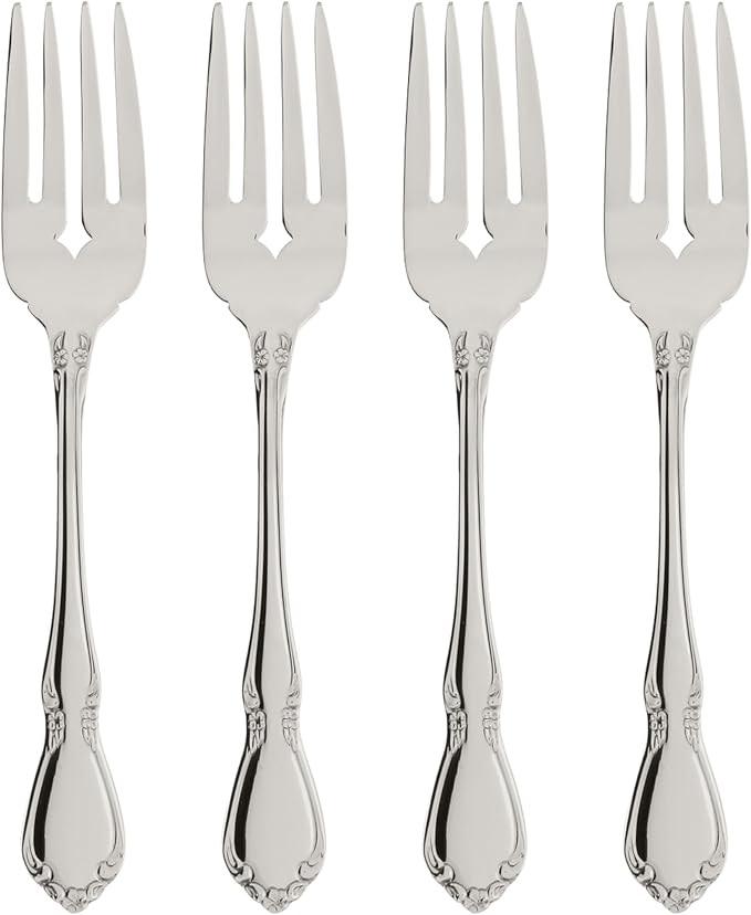Oneida Silverware Set, Chateau Fine Flatware 4-Piece Salad Forks Set, Service For 4, 18/10 Stainless Steel Forks, Mirror Finish, Dishwasher Safe, Utensils, Metal Salad Fork (Silver, 4 Piece) by Oneida