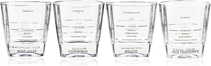 True Cocktail Rocks Glasses with Recipes for Old Fashioned, Mojito, Mint Julep & Caipirinha, Old Fashioned Glasses, Bar Glassware, 8.5 oz, Set of 4 - Image 7