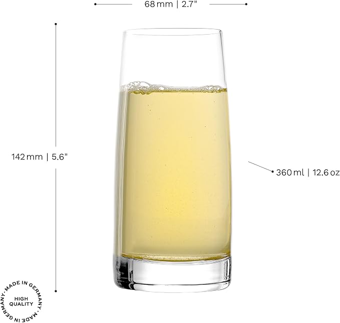Stölzle Lausitz Highball Glasses Small Experience Set of 6, 12.25 oz – Elegant Glasses for Water Drinks & Juice – Premium Crystal Cocktail Glasses – Dishwasher & Shock-Resistant Made in Germany | Small highball and cocktail glasses for water, juice and... - Image 2
