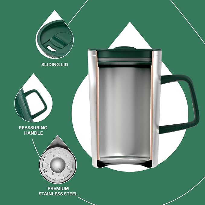 Ideus 16oz Insulated Stainless Steel Coffee Mug with Lid Leopard Dark Green | Perfect for home, office, or daily use| Easy to clean wide mouth| Sweat-proof| On the go - Image 3