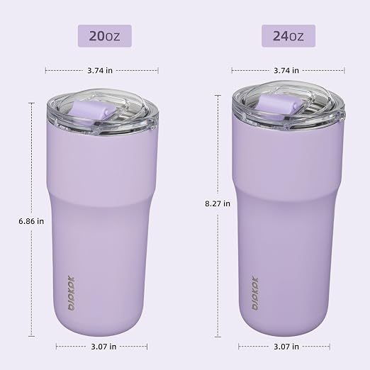 BJPKPK 20oz Spill Proof Coffee Tumbler, Insulated Stainless Steel Cup | Double Wall Vacuum, Leakproof Lid, Keeps Hot/Cold/Iced, BPA Free, Dishwasher Safe, Cupholder, Travel, Lavender - Image 5