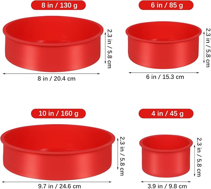 Hemoton Non-stick Round Cake Pans Set Silicone Cake Molds Stackable Baking Pans for Baking Cooking - Image 2