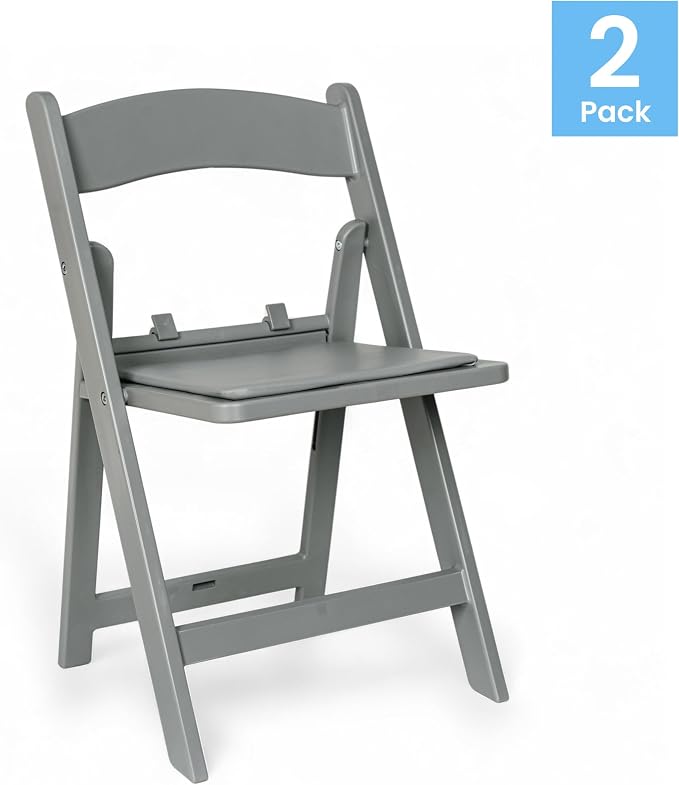 Flash Furniture Hercules Kids Resin Folding Chair, White, 2-Pack | White Gray Padded Seat - Image 5