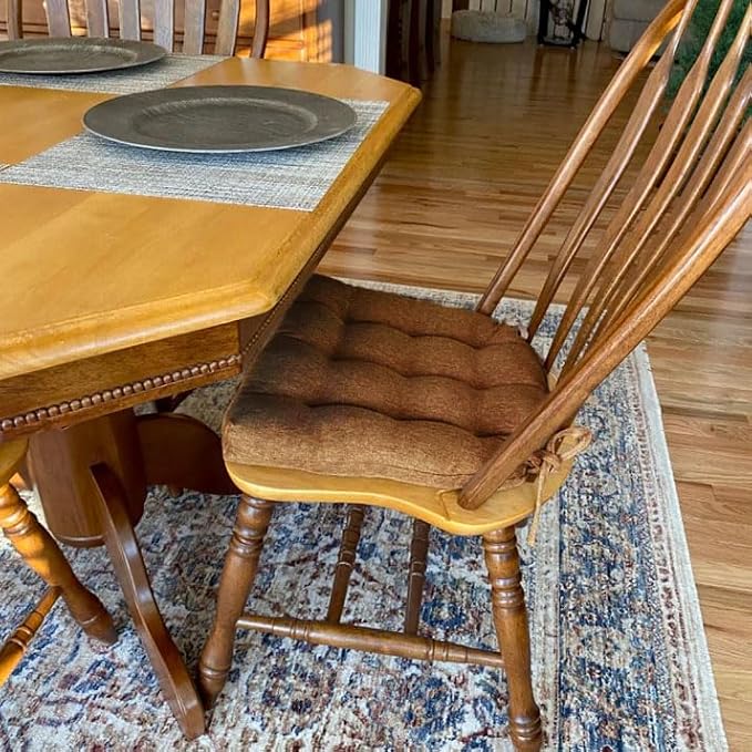 Barnett Home Decor Dining Chair Cushions - Hayden Pecan 16.5 x 18 Size Medium Chair Cushion for Dining Chairs - Reversible, Machine Washable Chair Pads, Mid-Century (Brown / 18") - Image 2