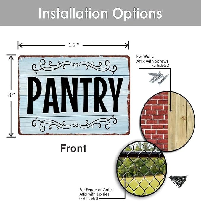 Vintage, Pantry Metal Sign, Aluminum, 12x8 Inch | Aluminum Material, Rust Resistant, UV Printed, For Home, Kitchen, Pantry, Wall Decoration - Image 3