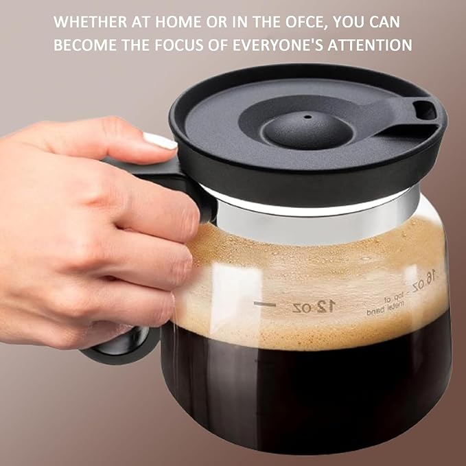 16 Oz Glass Coffee Mug – Coffee Pot Style, Glass Coffee Mug In Coffe e Pot Shape, Coffee Mug That Looks Like A Coffee Pot, Comes With A Straw-Type Travel Lid, Gifts For Co-Workers, Friends (1PCS)