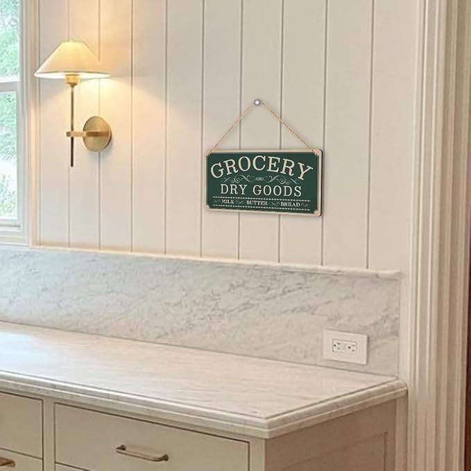 Pantry Sign Rustic Wall Art Print Wooden Signs Funny Home Decor Vintage Poster Retro Hanging Plaque for Farmhouse Kitchen Cafe Bar Grocery Coffee Corner 10x5 Inch (Green) - Image 5