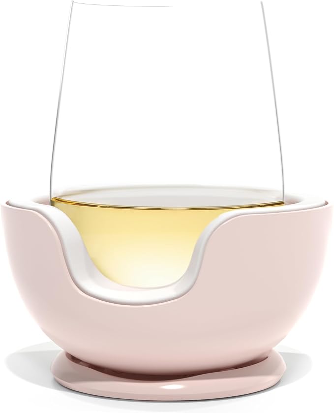 VoChill Stemless Wine Glass Chiller | Keep the Chill In Your Glass | Made In USA | The Original | Refreezable Chill Cradle™ | Actively Chills Stemless Glassware | Blush, Single Stemless by VoChill