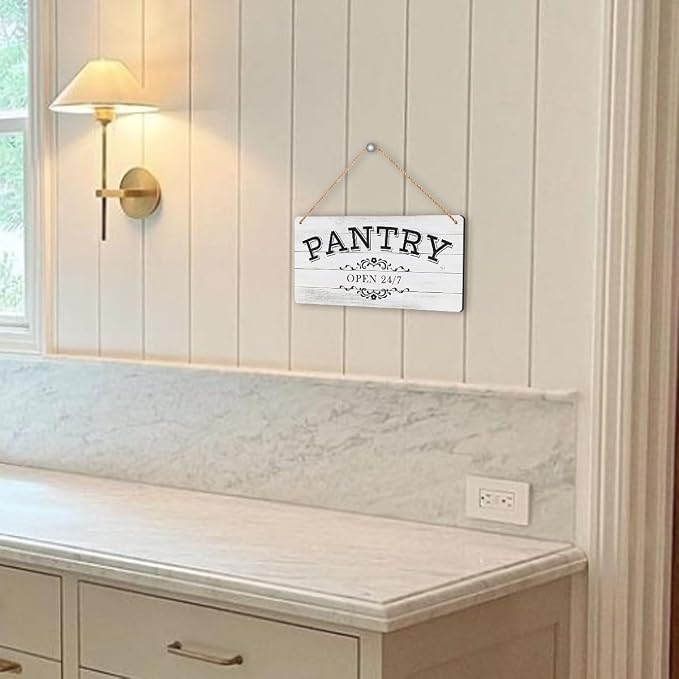 Pantry Sign Rustic Wall Art Print Wooden Signs Funny Home Decor Vintage Poster Retro Hanging Plaque for Farmhouse Kitchen Cafe Bar Grocery Coffee Corner 10x5 Inch (Retro Gray White Wood Grain) - Image 5
