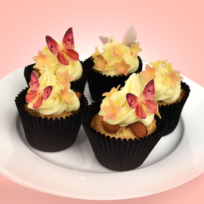 Decor - Edible Wafer Decorations Blister Yellow Mini Flowers and Red Butterflies - 39 Pieces for Decorating Cupcakes and Cakes for Every Occasion - Image 6