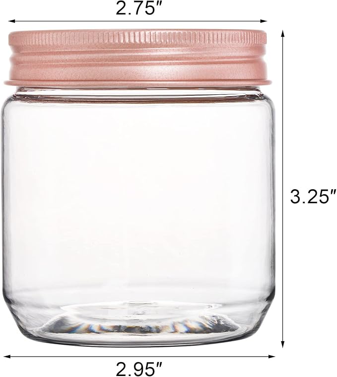 Fasmov 25 Pack 8 Ounce Clear Plastic Jars Containers with Rose Gold Lids, Round Empty Plastic Slime Storage Containers for Kitchen & Household Storage - BPA Free - Image 2