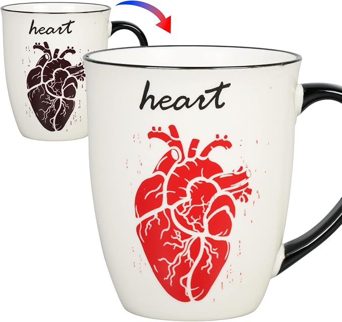 Ceramic Color Changing Mug Birthday Gifts for Men Women Heat Changing Coffee Mug Cup with Heart 16 oz by Ceramicfor