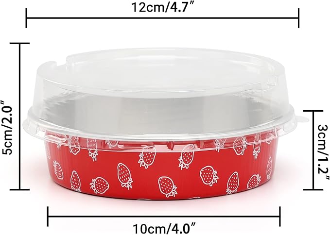 Beasea Disposable Mini Pie Pans with Lids, 100 Pack 4 Inch 8oz Aluminum Baking Foil Tins Small Round Tart Cups Containers for Individual Cupcake Dessert Muffin Cheesecake Ramekins Quiche Oven Dishes - Image 2