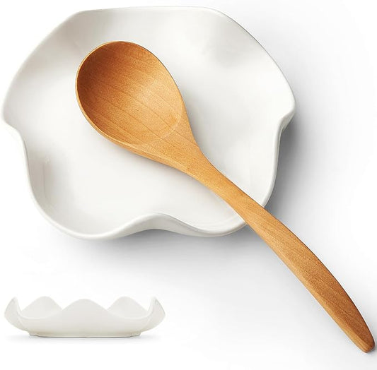 Mfacoy Spoon Rest for Stove Top, 5.3 Inch Ceramic Spoon Holder for Kitchen Counter, Coffee Spoon Holder, Cooking Utensil Rest for Spoons, Ladles, Tong, Heat-Resistant Spoon Rest, Housewarming Gifts by Mfacoyisalifestylebrand