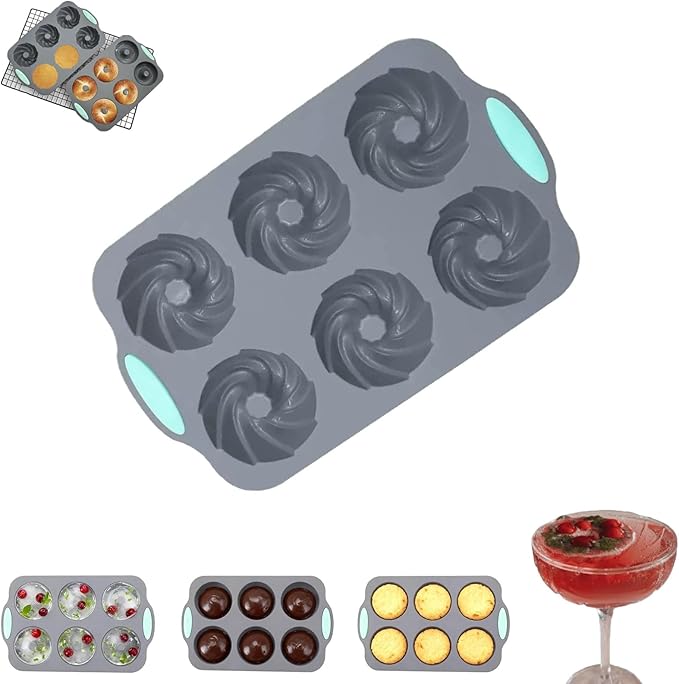 Christmas Wreath Ice Mold Silicone Tray - 6 Hole DIY Holiday Baking Pan for Festive Drinks, Chocolate Making - Easy Release & Clean, Cold & Heat-Resistant Reusable for DIY Crafts, Desserts (Style2)