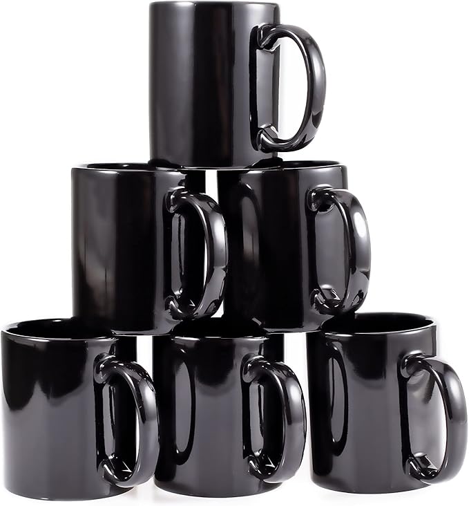 BYCNZB 12oz coffee mug set of 6 Coffee Mugs for Coffee, Tea, Cocoa, Milk（black） by BYCNZB