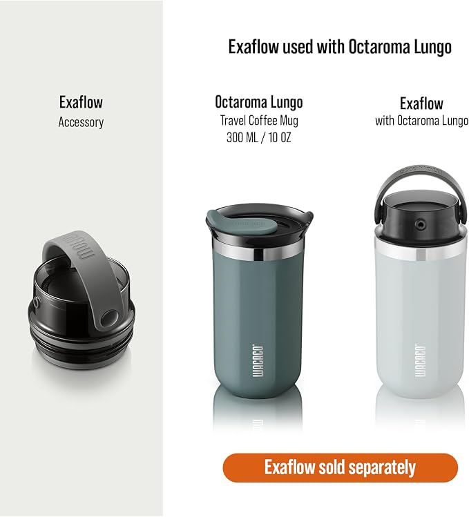 WACACO Octaroma Lungo Vacuum Insulated Coffee Mug, Double-wall Stainless Steel Travel Tumbler With Drinking Lid, 10 fl oz(300ml), Cadet Blue - Image 6