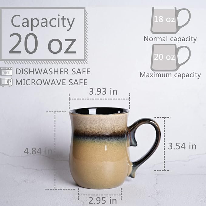 Bosmarlin Large Ceramic Coffee Mug, 20 Oz, Big Tea Cup for Office and Home, Dishwasher and Microwave Safe(20 Oz, Walnut) - Image 2