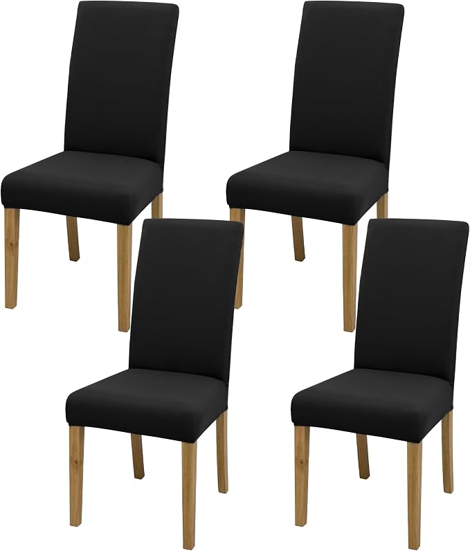 Dining Chair Covers, Stretch Seat Covers, Washable Furniture Protector | 4 Pack, Washable, Stretch Fit, Soft, Non Slip, Dining Chair Covers, Seat Protector, Furniture Cover,Easy Clean by BIETYONE
