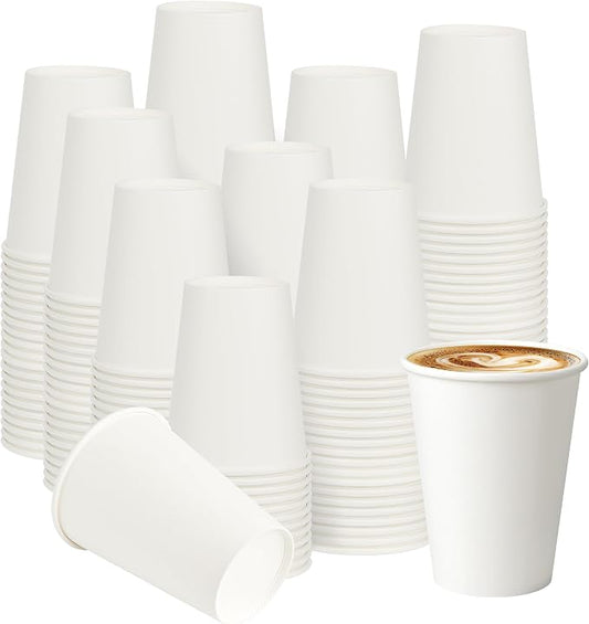 12 oz 300 Pack Paper Coffee Cups, Hot Paper Cups, Thickened Leak-Free White Disposable Coffee Cups for Hot and Cold Drinks by VPACKDUO