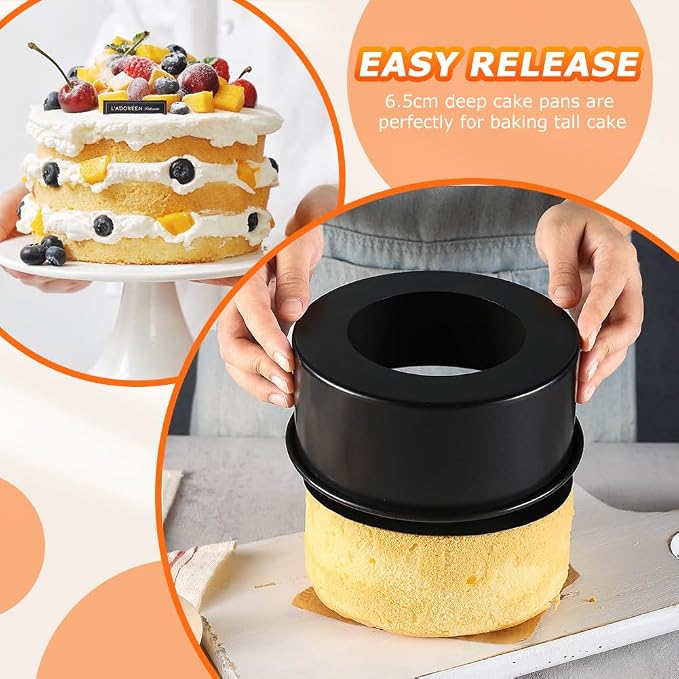 8.27 In Round Cake Pans Set of 2 Deep Nonstick with Removable Bottom - Image 5