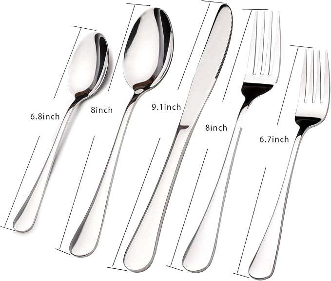 Silverware Set for 8 with Serving Utensils,Stainless Steel Flatware Cutlery | Heavy Duty Steak Knife Fork and Spoon, Dishwasher Safe, Gift Package for Wedding Housewarming - Image 6