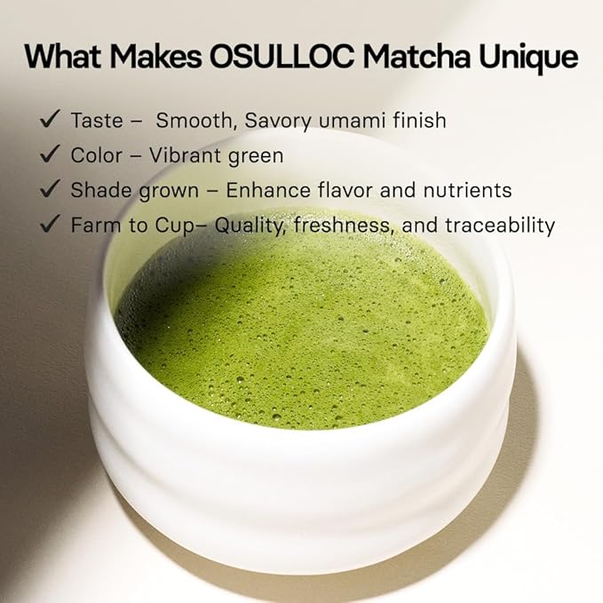 OSULLOC Volcanic Isle Matcha Powder, Ceremonial Grade Korean Matcha for lattes, Green tea powder from Jeju island (1.41oz, 40g)
