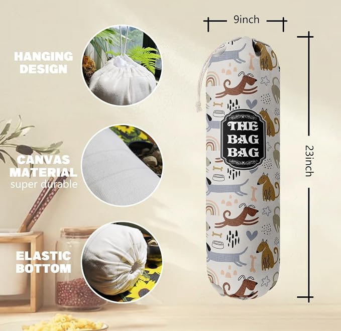 The Bag Bag Grocery Bags Holder Organizer, Wall Mount Plastic Storage Container Dispenser, Pet Lovers' Home Kitchen Bags, Ideal Gifts For Women, Dog Mom, Dad - Image 3