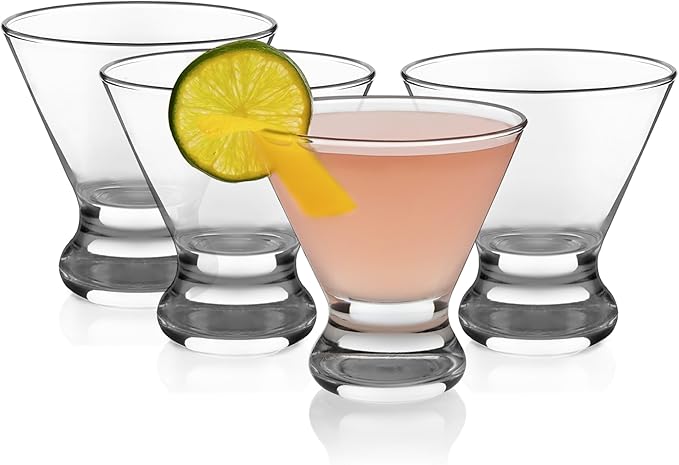 Libbey Cosmopolitan Stemless Martini Glasses, 8.25 Oz Dishwasher Safe Martini Glasses Set of 4, Martini Cups Set for Wedding Registries and More by Libbey